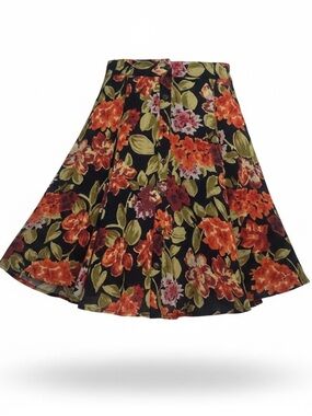 Kimchi Blue Black Floral Circle Skirt with Button Front